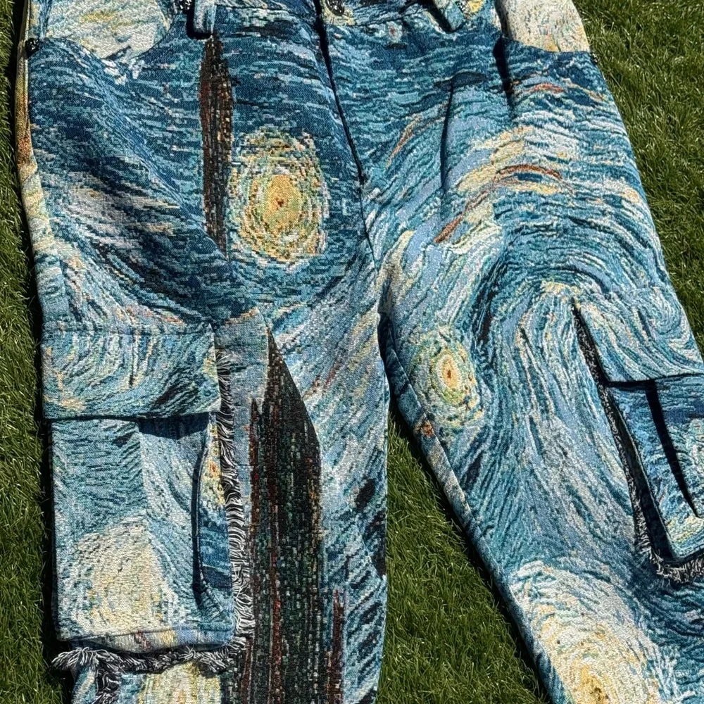 Rebel Vengeance Starry Night Tapestry Cargo Pants Size 32 Artistic Streetwear - Picture 7 of 16